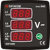 Datakom DVF 0303 72x72 THREE-PHASE DIGITAL VOLT-FREQUENCY METER